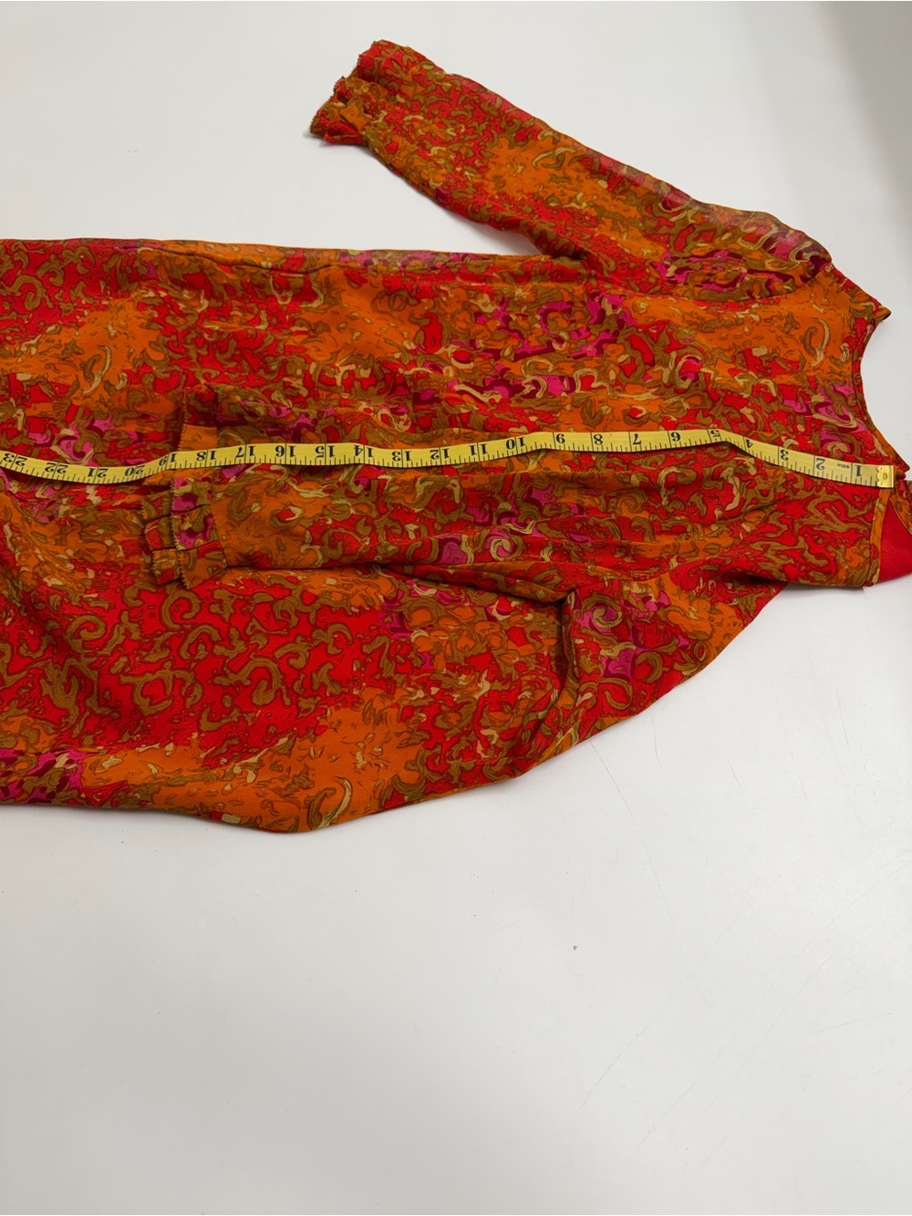 Beth Bowley 100% Silk Ruffle Front Mini Dress Orange Pink Boho Chic Size 6 - Picture 9 of 9